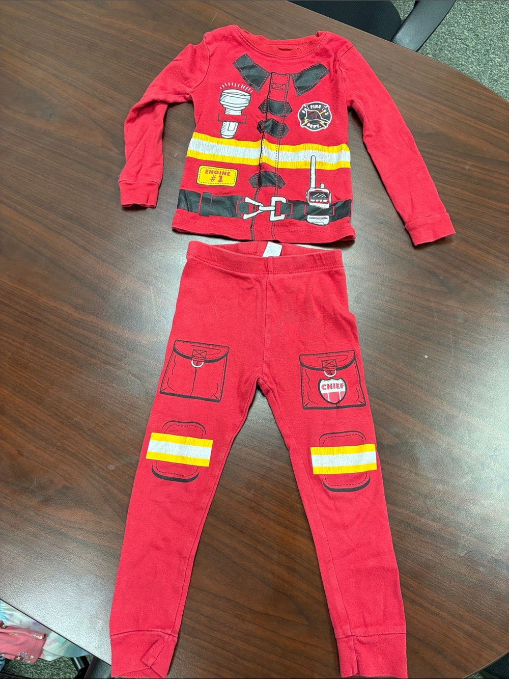 Kids Firefighter-Themed Red Pajama Set